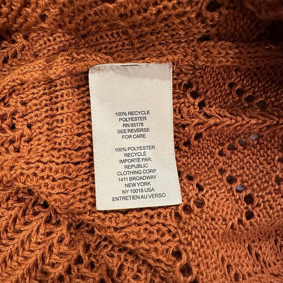 Philosophy Maxi Knit Orange Cardigan Size L Slit Hem - Picture 12 of 12
